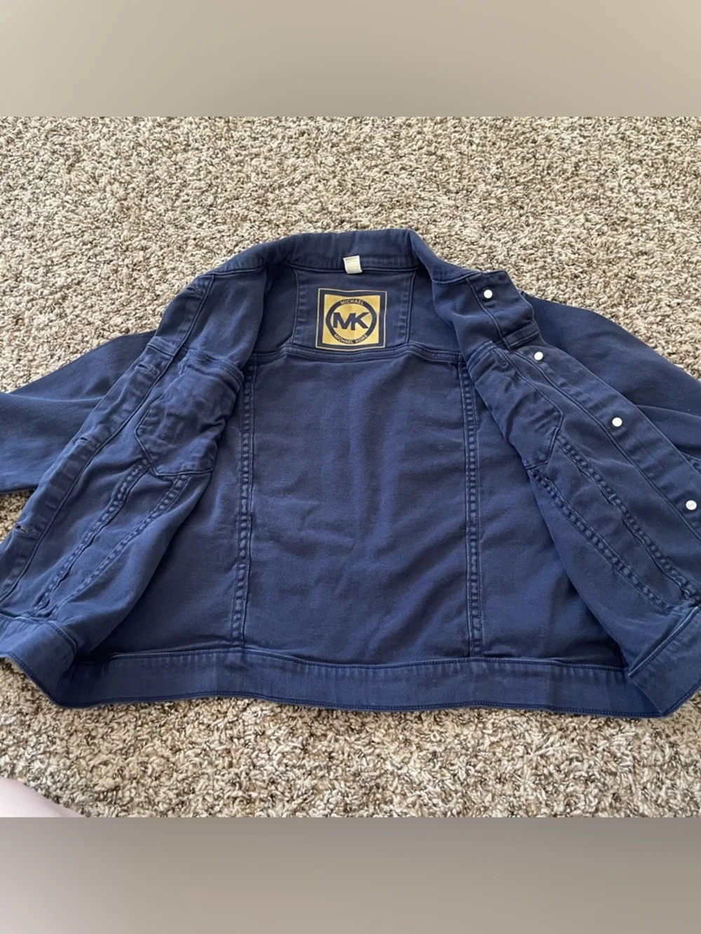 MICHAEL KORS Oxford Blue Denim Style Jacket Women's‎ Size M Mid Length Stretchy